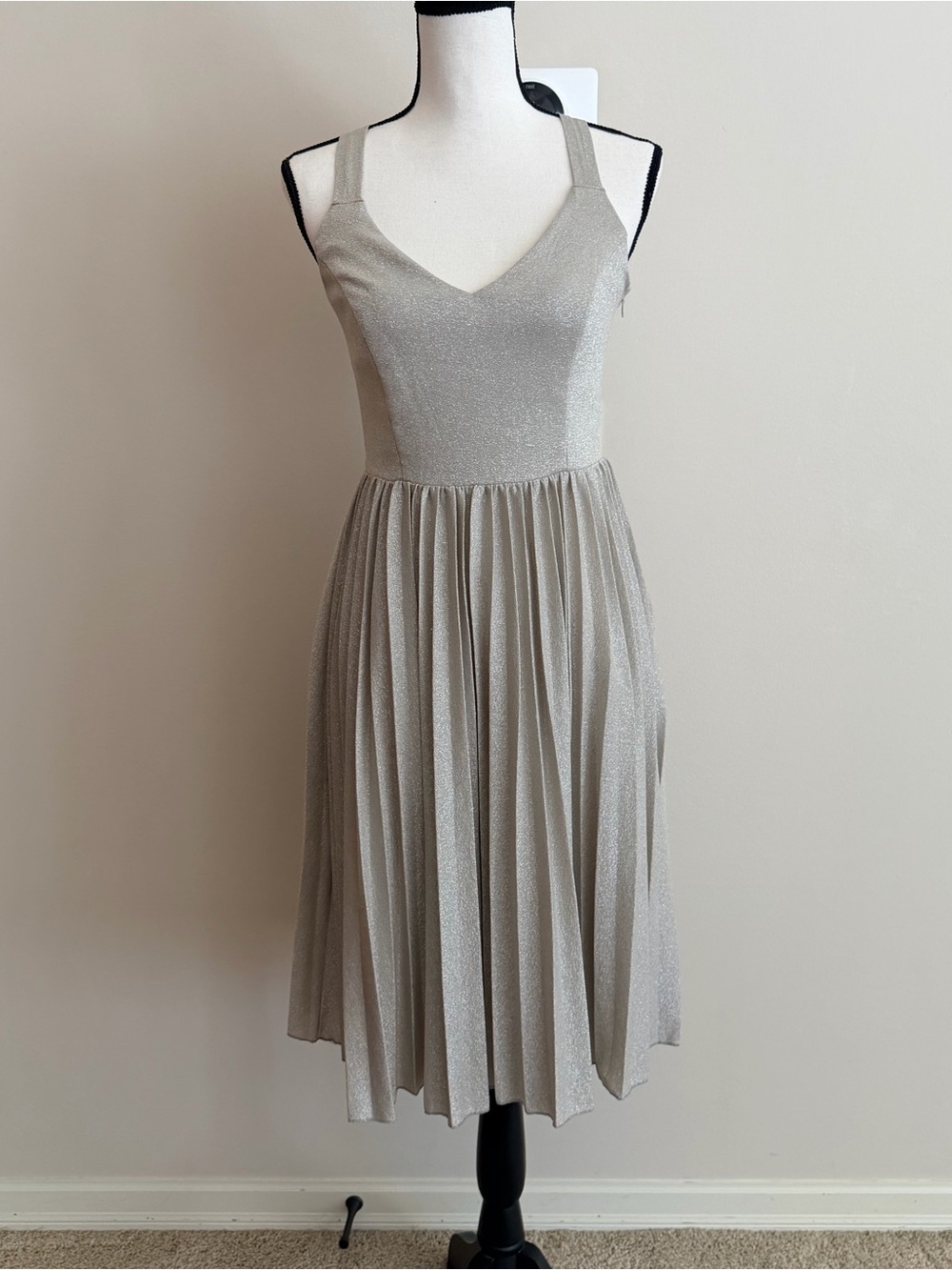elevenses Silver Shimmer V-Neck Midi Dress